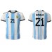 Tanie Strój piłkarski Argentyna Paulo Dybala #21 Koszulka Podstawowej MŚ 2022 Krótkie Rękawy